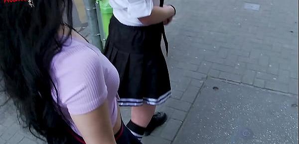  Having Fun with 2 hot schoolgirls that come back home